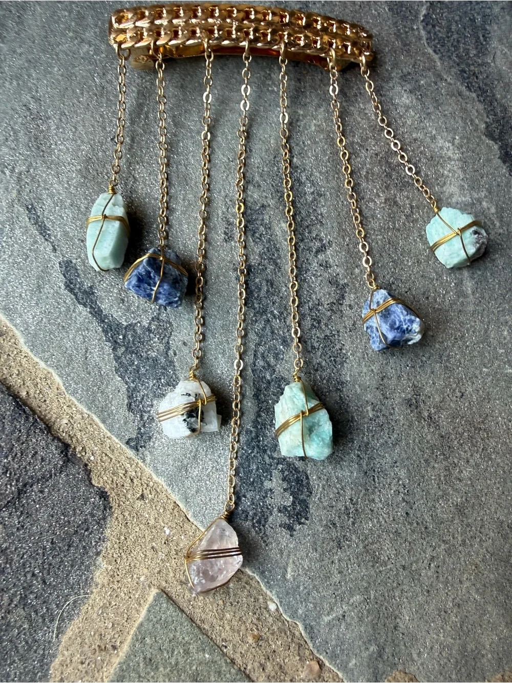 New🌟Free People-Dripping Stones Healing Crystal Hair Barrette